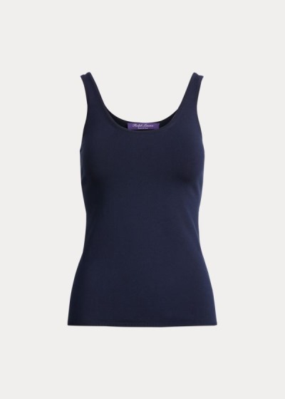 Camiseta de Tirantes Ralph Lauren Mujer Azul Marino - Silk-Blend - KXCVW9834